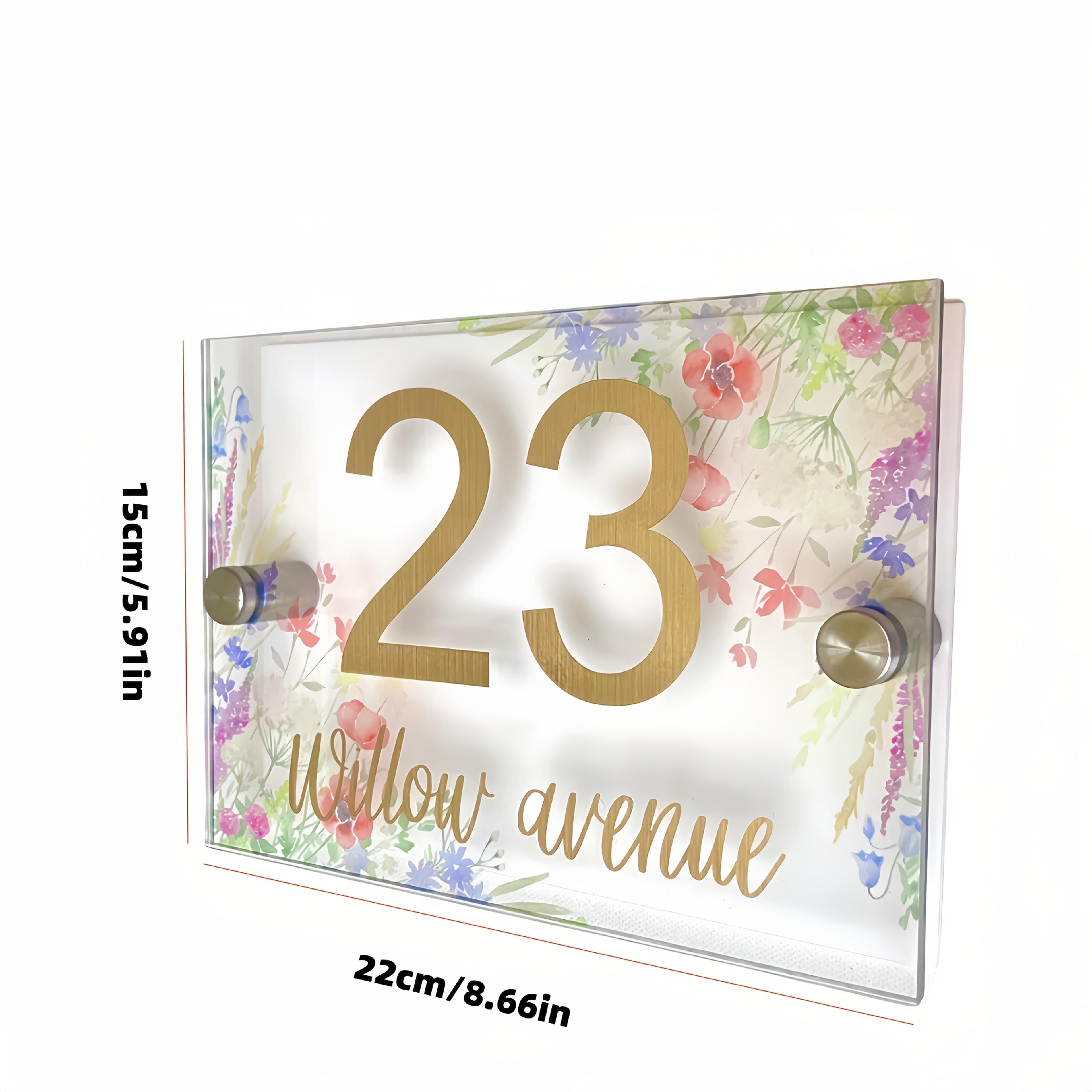 TEMU Custom Floral 3d Acrylic Address Sign, Custom Floral 3d Wall-mounted Address Plaque, Decorative Plaque, Acrylic Material, With Wall Mount, Suitable For Home Or Office