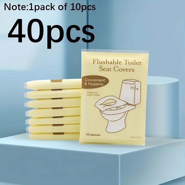 TEMU 40pcs Toilet Seat Covers - Travel And Hotel Portable Toilet Seat Cushions, Individually Wrapped, Large Size Portable Hygiene, Suitable For Public Restrooms, Airplanes, And Camping