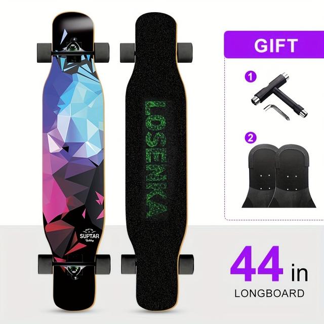 TEMU 1pc Of 44-inch Long Skateboard Suitable For Freestyle, With Installation Tools And Bumpers, Without Battery