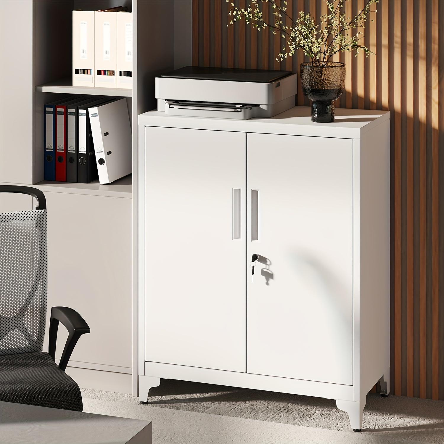 TEMU Archiefkast, Multifunctionele Garagekast, Kantoorkast met 2 Deuren, Vergrendelbare , Stalen Opbergkast, Diepe Opslag met Planken, voor Studie, Woonkamer