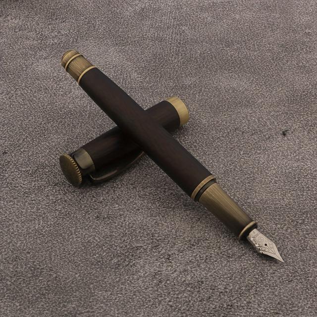TEMU 1pc Wooden Fountain Pen Made Of And Brass For Business, Office, And Study