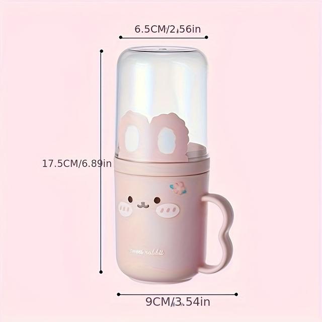 TEMU Travel Toothbrush And Mouthwash - Portable Pink Plastic Toothpaste Cup With Cute , Bathroom Mouthwash Cup, Portable Hygiene Solution For Business Trips And Vacations