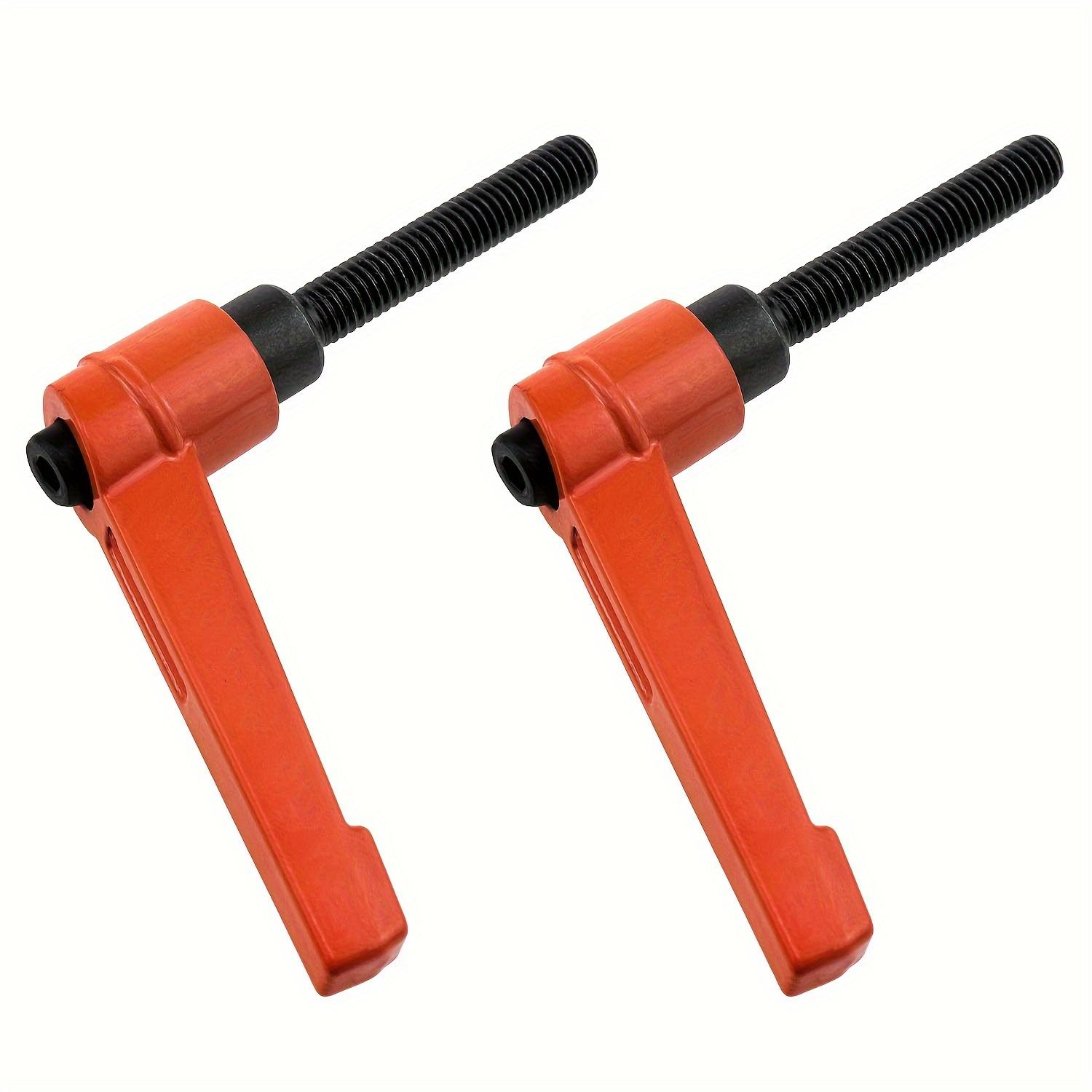 TEMU Set mit 2 verstellbaren Spanngriffen mit orangefarbenen Knöpfen, ideal für Drehmaschinen, Bohrmaschinen, Sägen und mehr. (M6*50mm in Orange)