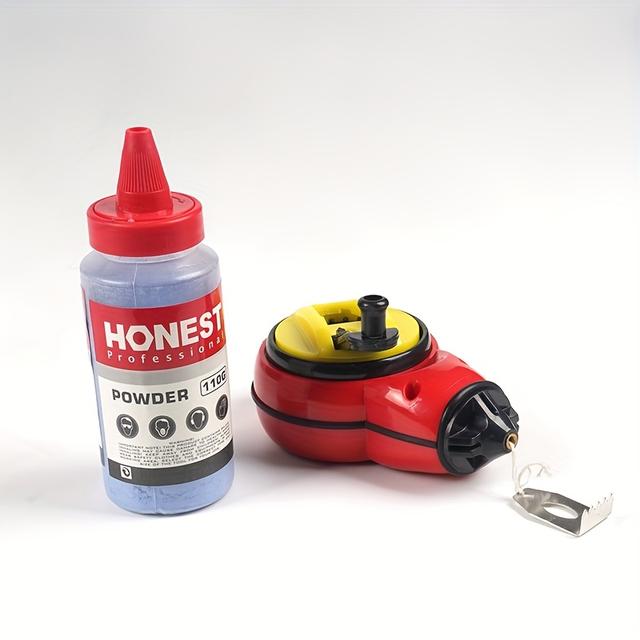 TEMU Kit, Self-chalking , Reel, Line Level & Chalk Bottle With Blue Powder, 100ft/30m