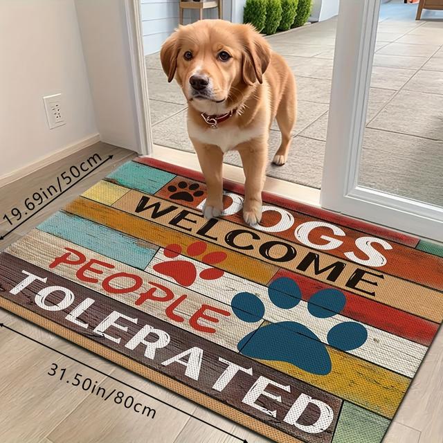 TEMU 1pc Colorful Wood Grain Pattern Welcome Doormat, Soft Absorbent Quick-dry Washable Mat For Dogs, Entryway Rug For Small, Medium, Large Breeds, Polyester, Rectangular