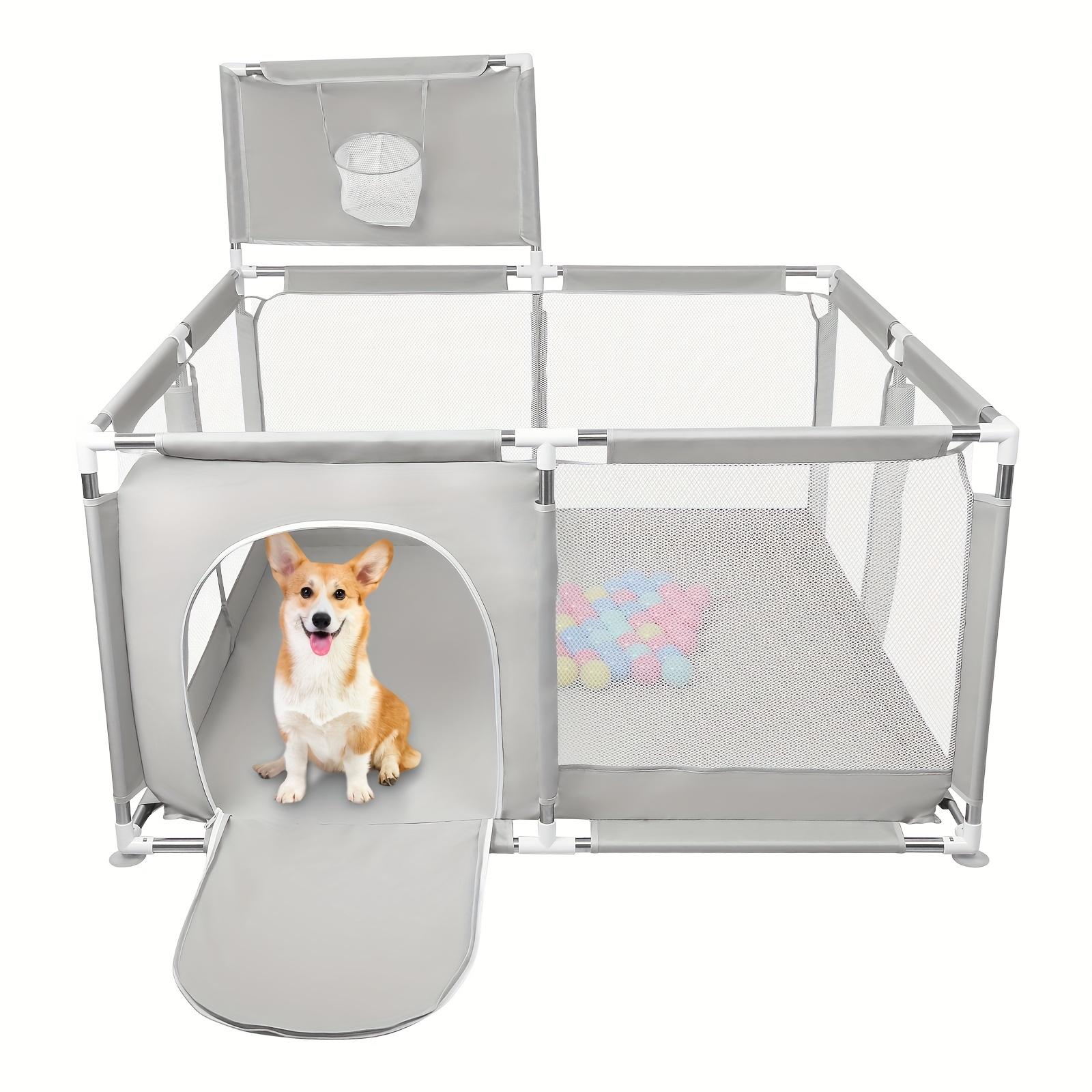 TEMU Oversized Play Area 126x126x66cm - Ventilated Mesh Pet Barrier And With Lockable Entrance, Collapsible For Dogs, Puppies, , And Houses
