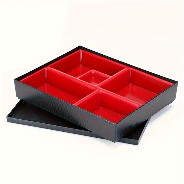 TEMU 5-Grid japanischer Bento-Lunchbox, rechteckiger Mahlbehälter aus Kunststoff, Handwäsche, manuelle Bedienung, kein erforderlich, ideal für Restaurants, , Sushi, Angeln, Camping, Zurück zur Schule