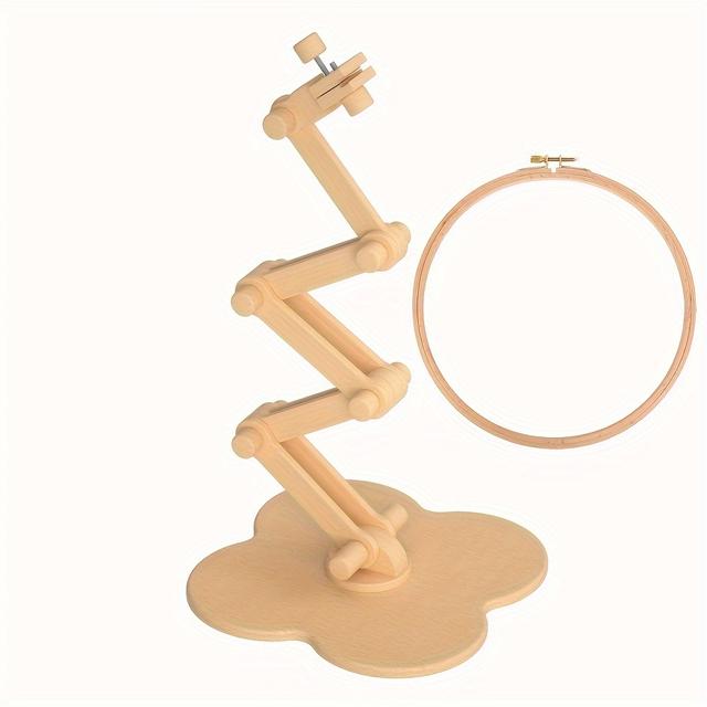 TEMU 1 stuk Beukenhout Opvouwbaar Pruimenbloesem Basis Kruissteek Borduurraam Stand Borduurring