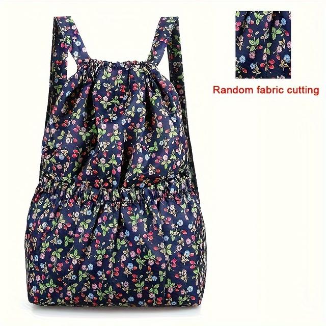 TEMU Etnisk Nylon Dragkedje Ryggsäck, Blommönster - & Sportryggsäck, Lätt Axelväska med Fickor