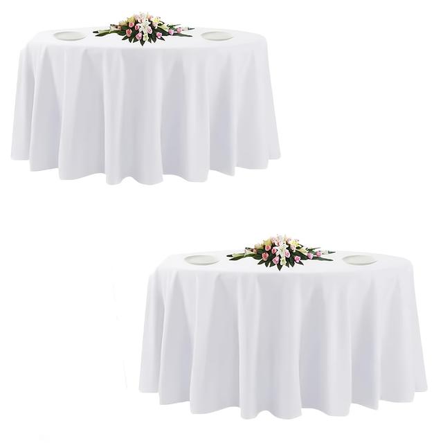TEMU 2/6 Stück 120 Zoll Runde Tischdecke, Flecken- und Knitterfeste Polyester Tischdecke, Waschbare Tischabdeckung für Küche, Esszimmer, Hochzeit, Buffet, Feiertagsfeier