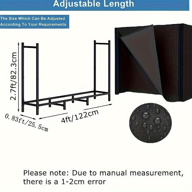 TEMU Heavy-duty Log Stacking Rack With A Cover For Fireplace Use, Metal Wood Storage Rack For Outdoor And Indoor, And Patio Log Rack Tools