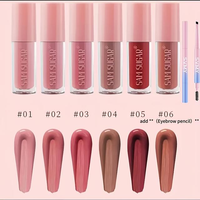 TEMU Glossy Lip Gloss - High Gloss, Non-sticky & Moisturizing! 6 Cherry Lip Gloss Set, Summer Popular Lip Gloss Gift Box, Durable Moisturizing, Long-lasting Waterproof, Perfect Birthday Gift!