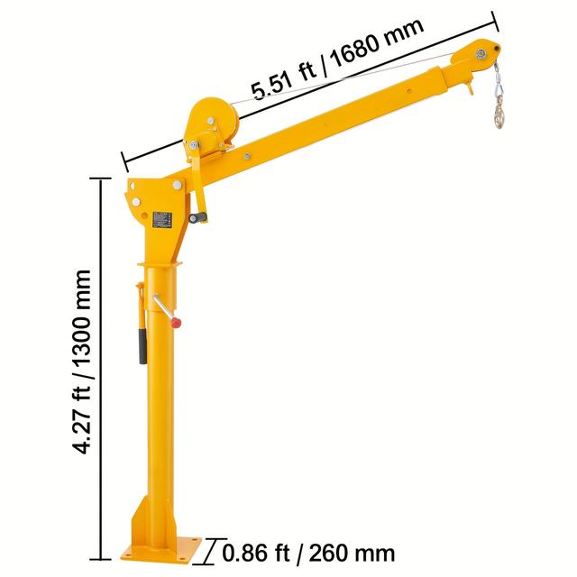 TEMU Vevor Pickup Truck Crane Hoist Crane 1100 Lbs With Manual Winch 360° Hoist Lift