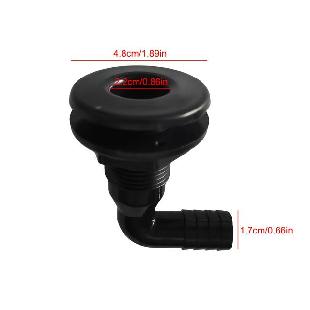 TEMU Geüpgraded Bootafvoeruitlaat Bilge Afvoerpoort Rompwaterweg Zwart en Wit 90° Zijmontage Nylon Kunststof Marine Jachtaccessoires