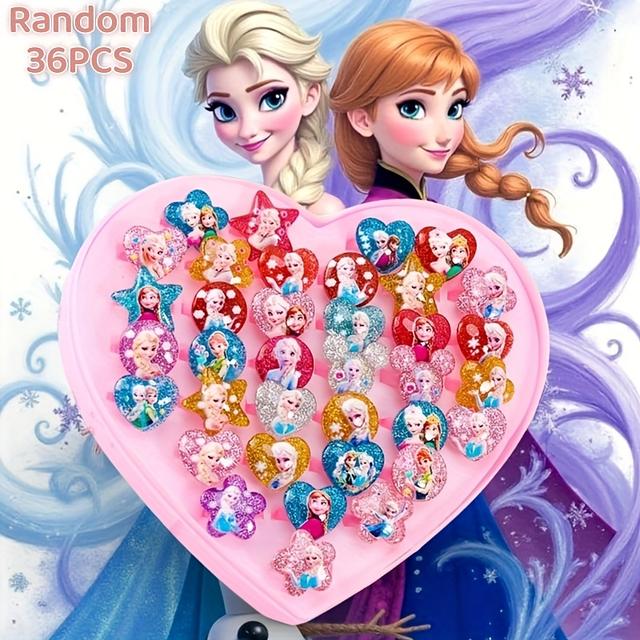 TEMU Zufällige 36-teiliges Disney Frozen-Themenring-Set, Cartoon-Harzschmuck für Damen – als Geburtstags-, Ostern- oder Valentinstagsgeschenk