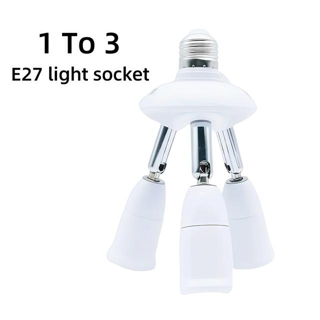 TEMU 3in 1 E27 Light Socket Splitter 2in 1 Standard Base Led Bulb Converter Adjustable 180 Degree Outlet For Lighting