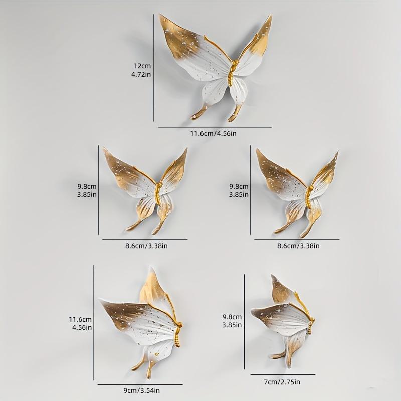 TEMU 5er-Set, Schmetterling-Wandplasterskulptur, schöne Harz-Deko, geeignet für Zuhause, Wohnzimmer Büro-Dekor, Statue mit einzigartigem Design, perfektes Geschenk