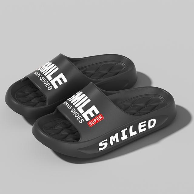 TEMU Verdikte zomerslippers voor dames voor koppels, plateaupantoffels met zachte en letters, dames strandslippers voor buiten, damesschoenen