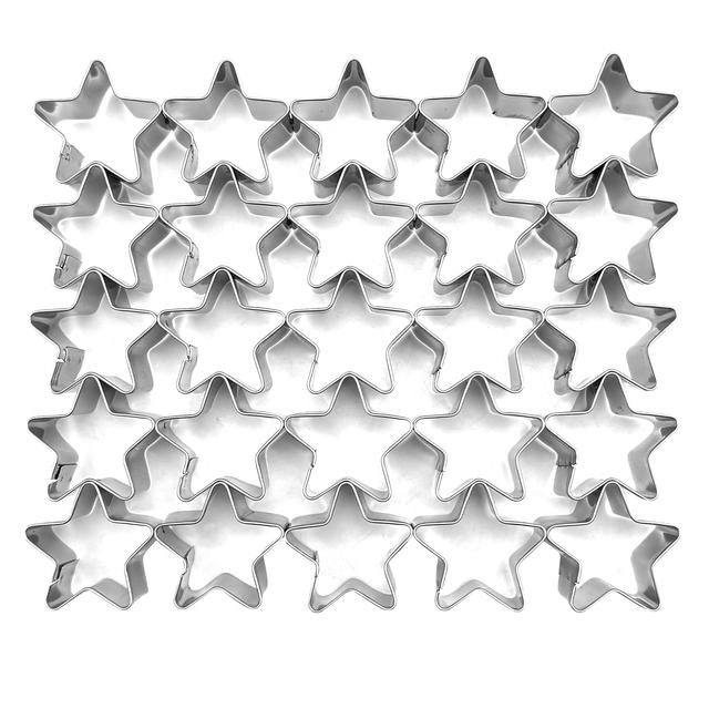 TEMU 25 Linked Star-shaped Cookie Molds, Mini Cookie Cutters, Stainless Steel Baking Molds, Suitable For Making A Large Number Of Small , Supplementary Snacks, Pet Biscuits