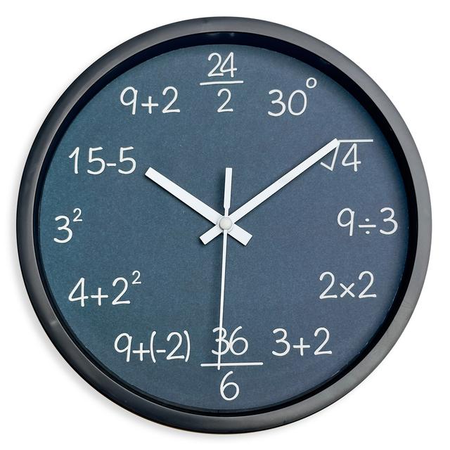 TEMU 1pc 8inch Blue Mathematical Formula Wall Clock, Silent Wall Clock, Suitable For Bedroom, School, Classroom, Decor, Playground Use, Valentine's Day New Year Easter Gift (battery Not Included)