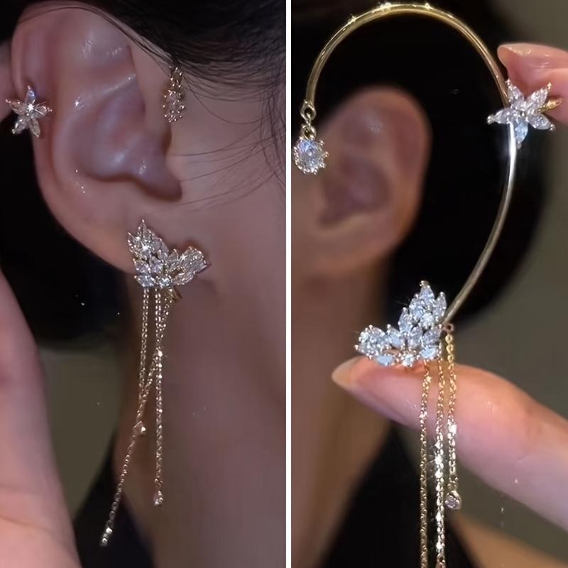 TEMU 2pcs Ear Fashion Golden Clip Earrings For Women Valentine's Day/wedding Holiday Decorations