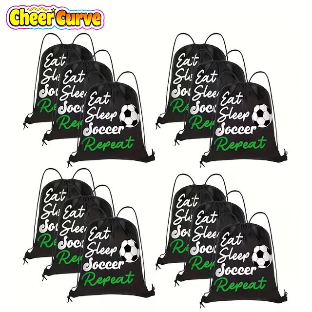 TEMU 12pcs Ball Drawstring Backpack Bulk Lightweight Draw String Bags Cinch Bags Drawstring Cinch Sack Tote Bags (football) For Sports Theme Party Decor