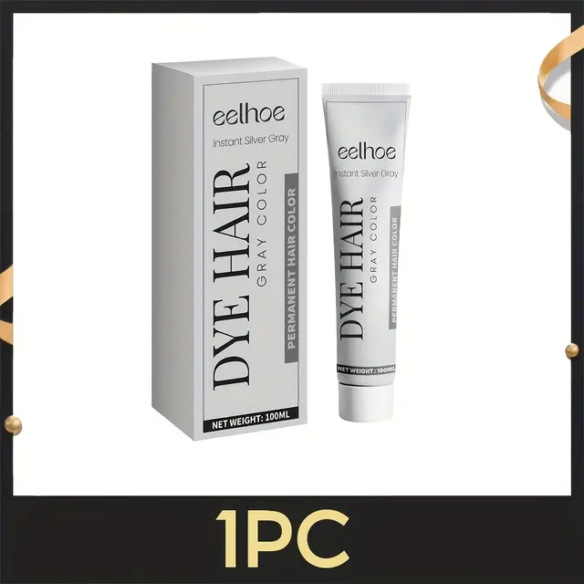 TEMU 1pc Silvery Gray Hair Dye, , Non-irritating, Easy To Color, , Suitable For All Hair Including Dark Hair