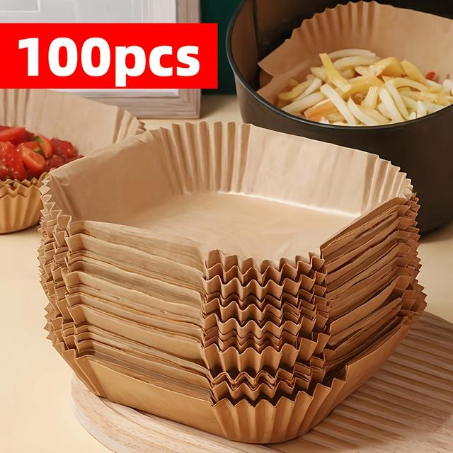TEMU 100/120 Air Fryer Liners - Premium Single-layer Paper With Grooved Edges, Ensuring Safe Cooking, , And Preparation - Suitable For Baking, Grilling, And Microwave Use - An For Home And Commercial