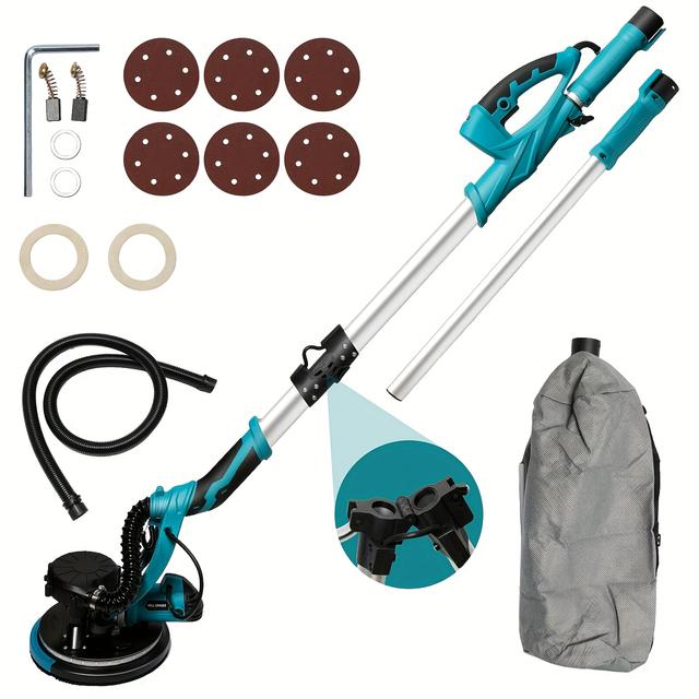 TEMU 1250w Electric Drywall Sander Wall Grinding Machine Putty Self Suction Grinning Portable Polishing Machine Auto Dust