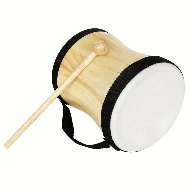 TEMU Tambor de profesional de madera y , completo con baquetas, ideal para percusión y regalos musicales.