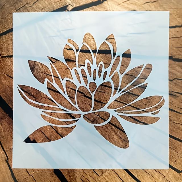 TEMU 대형 재사용 가능한 플라스틱 연꽃 템플릿 - 패브릭, 벽 예술, 가구 및 가방 페인팅에 적합한 세척 가능한 공예 스텐실 - 섬세하게 절단된 정교한 꽃무늬 패턴, 우아한 장식, 정교한 장인 정신, 및 화가에게 이상적