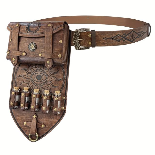 TEMU Set di 3 borse a cintura in in stile medievale con 5 fiale di pozione in e una cintura da in per appassionati di fantasy