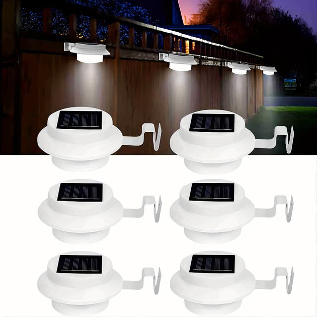TEMU 6 Pack Solar Fence Lights, 3 Led Fence Gutter Lights, Garden Landscape Lighting Dark Auto Lights, Solar Lights To Light Up , Suitable For Fences, Enclosures, Gardens, Landscape Lights And More!
