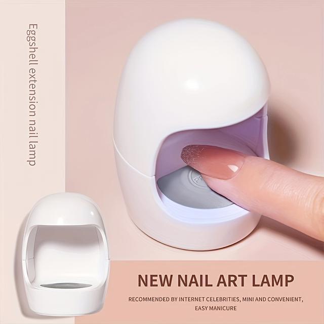 TEMU Mini Q-shaped Nail Lamp, /led Quick Drying Gel Dryer For Diy Home Nail Art, Usb Powered, Lamp For Gel Nails, White Eggshell, Portable