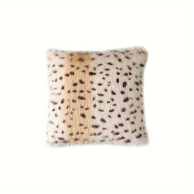TEMU 1pc Contemporary Style Leopard Print Velvet Throw Pillow Cover, 17.7x17.7inch Or 11.8x19.7inch, Machine Washable, Zipper Closure, Polyester, For Sofa, Bed, Office, Multiple Room Use, Woven Fabric