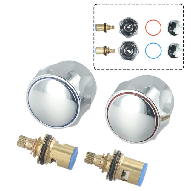 TEMU 1/2-inch Replaceable Hot And Cold Water Self-tapping Faucet Assembly With Copper Valve And Handle, Suitable For Bathroom Washbasin Or Kitchen Mixed Faucet