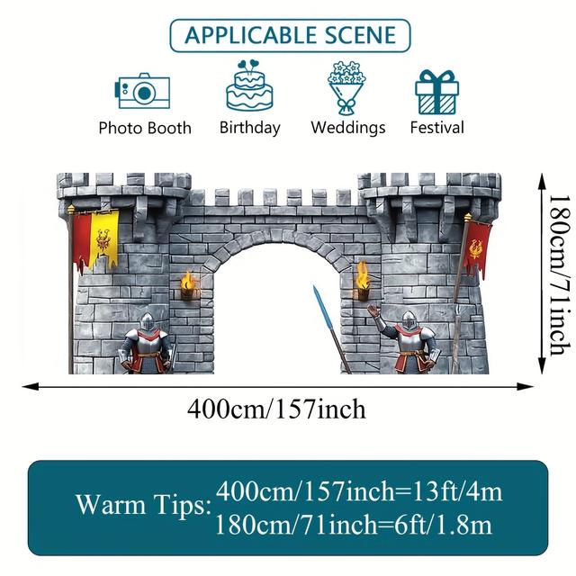 TEMU 2d Door Banner, 1pc Authentic Medieval Castle Garage Door Banner, Versatile And Stylish, Ideal For Garden Party Backgrounds And Photo Ops Party Banners