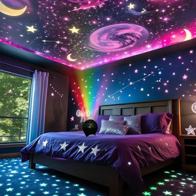 TEMU Without Remote Controller Usb-powered Dynamic Starry Sky Projector Night Light, Led Lamp For Easter Ramadan Bedroom Ktv Office Bar Perfect Gift