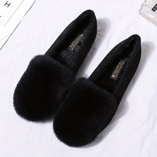 TEMU 国内発送 爆発的な人気 女性用 秋冬新作 韓国風 フルプラッシュ ビーンシューズ 暖かい Lサイズ レディースシューズ 40-43