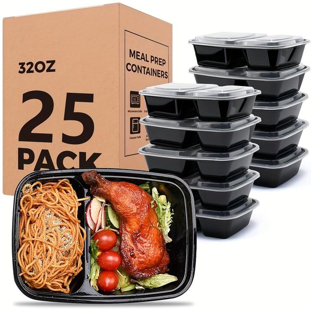 TEMU 25pcs Of 32oz Meal Prep Containers Reusable, 2 With Lids, Lunch