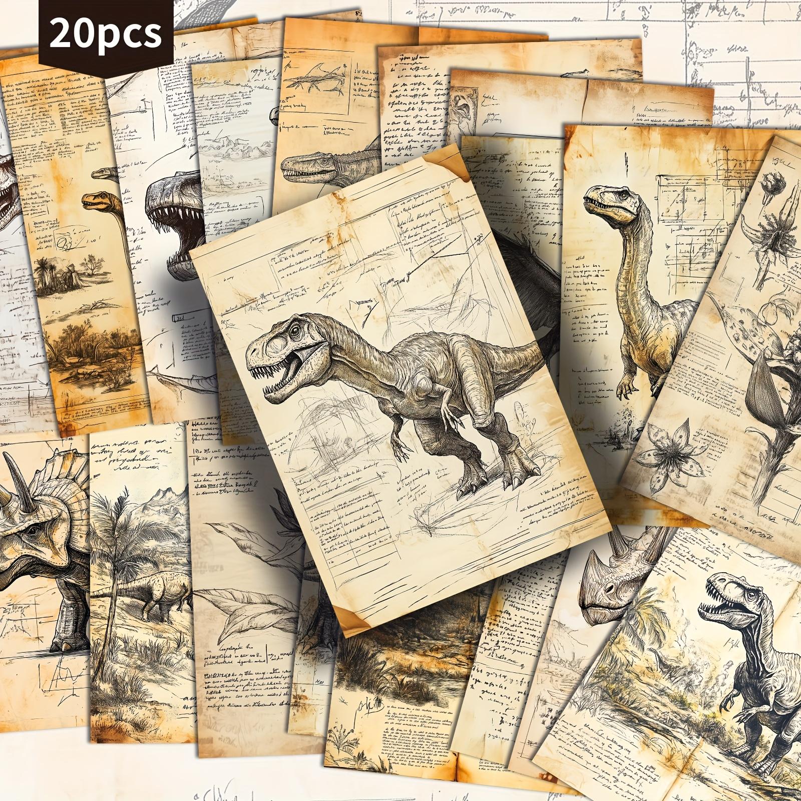 TEMU 20 Sztuk 'owych Kartek z Dinozaurami - 4x6 cali, Retro Ilustracje Pinup, Kolekcjonerskie Dekoracyjne Obrazy do Scrapbookingu i Rękodzieła