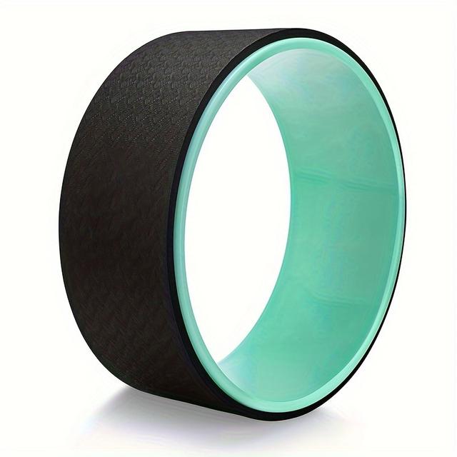 TEMU Yoga Wheel - Hard Tpe Back Roller With Turquoise Core, Posture Support & Balance Trainer For Backbends, Poses & Muscle Therapy, Manual Operation