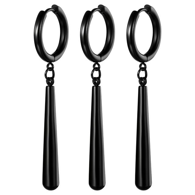 TEMU Set Of 3 Roronoa-themed Men's Earrings: Stainless Steel Hoop - Roronoa Cosplay Men's Pendant Earrings