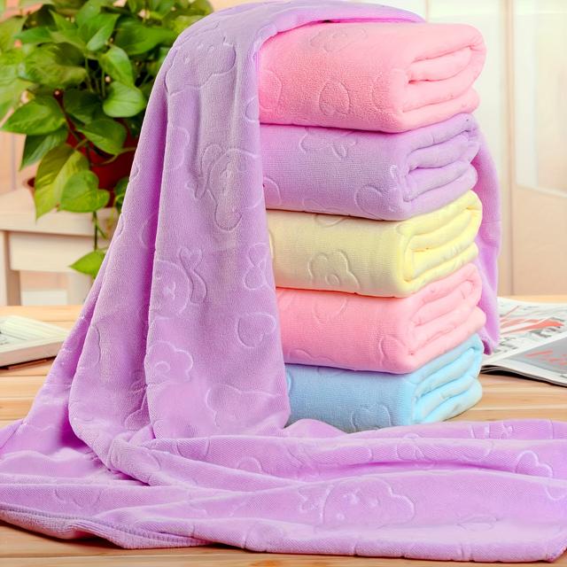 TEMU 3pcs Microfiber Embossed Bear Bath Towel 27.6 Inches * 55.1 Inches Beach Towel Absorbent Soft Non-shedding Non-fading Gift Bath Towel
