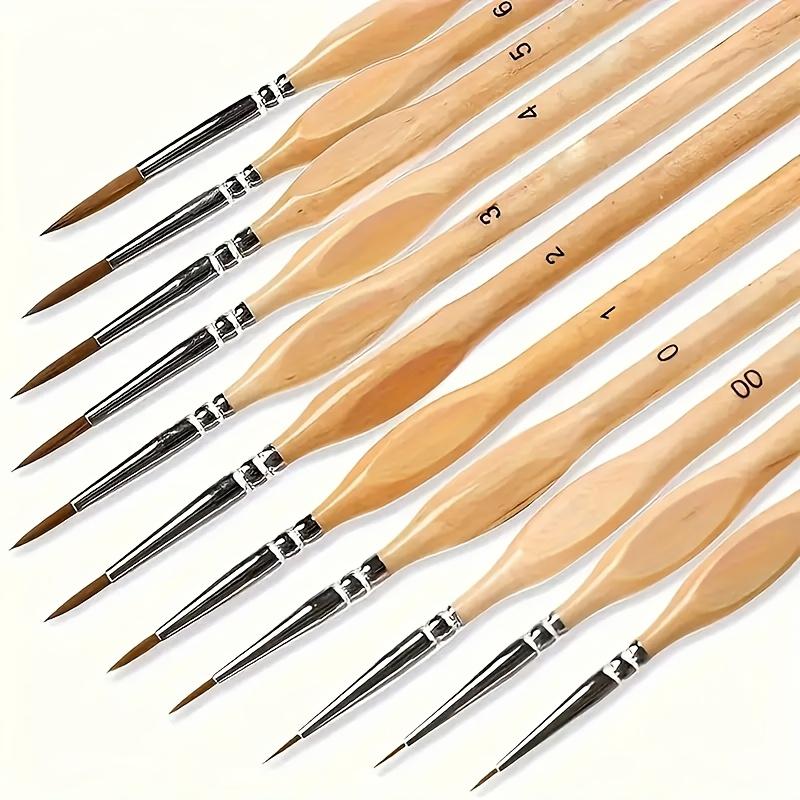 TEMU 11pcs Detail Brush Set, Fine Tip Brushes For Micro Painting, Acrylic, Watercolor, Oil Painting, Models, Crafts, Line Drawing