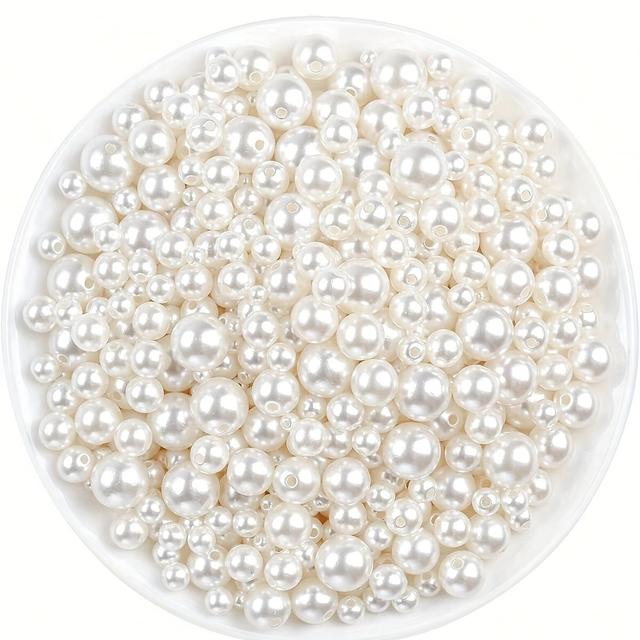 TEMU 1950pcs 5 Sizes Fashion Minimalist Round Beads With Holes For Jewelry Making, Diy Bracelet, Necklace, Crafts, Sewing, Vase Filling In 4mm, 6mm, 8mm, 10mm, 12mm