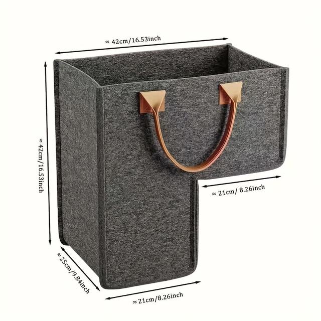 TEMU Großer faltbarer Filz-Treppenkorb, 16 Zoll – Langlebiger, vielseitiger Aufbewahrungskorb mit Kunstledergriffen, Sichtfenster Regalkörben für Teppich- &