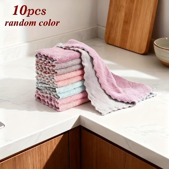 TEMU 10ks Mikrovláknová Utěrka Savá Kuchyňská Čisticí Utěrka Nelepivá Olejová Umyvadlová Utěrka Ubrousky Stolní Nádobí Domácí Čisticí Utěrka