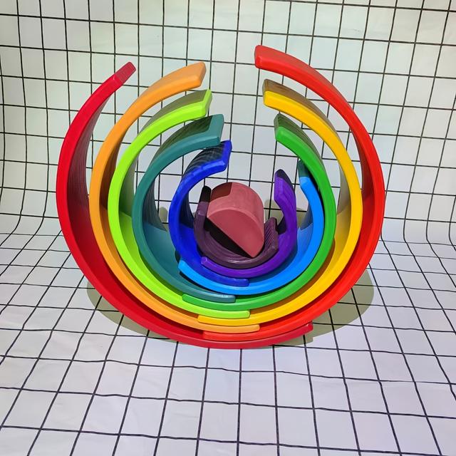 TEMU Large Wooden Rainbow Building Blocks, Home Decor, Desk Ornaments, Artistic Gift