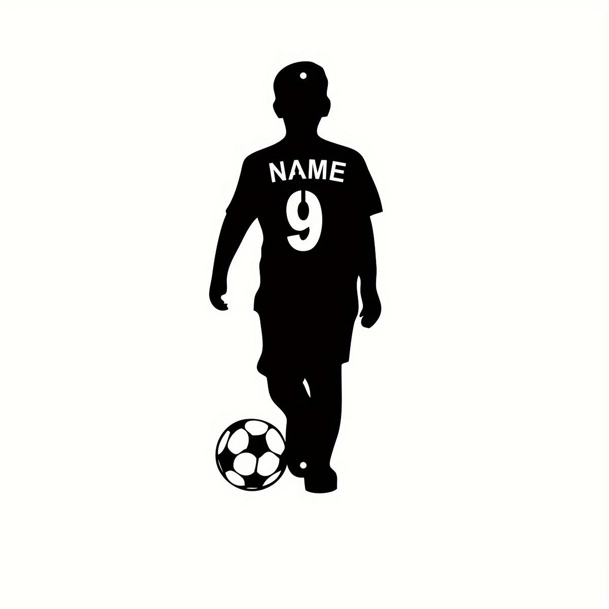 TEMU Personalisierter Fußballspieler-Wandaufkleber mit Namen, Individueller Jungenname, Wandsticker, Maßgeschneiderter Fußballspieler mit Namen, Personalisierter Fußball-Aufkleber